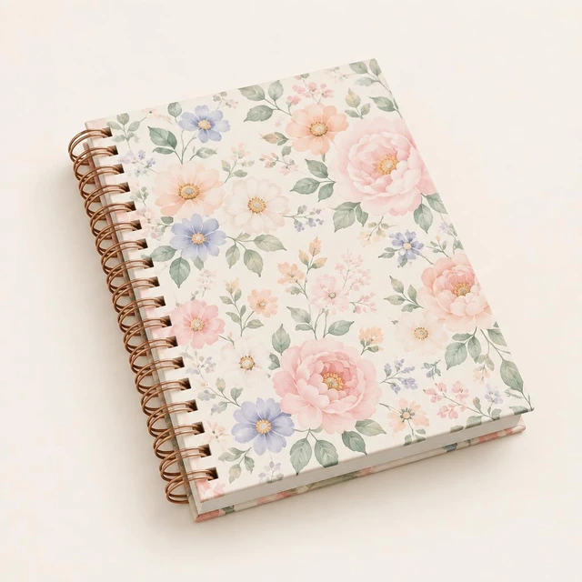 Caderno personalizado com capa estampada e espiral