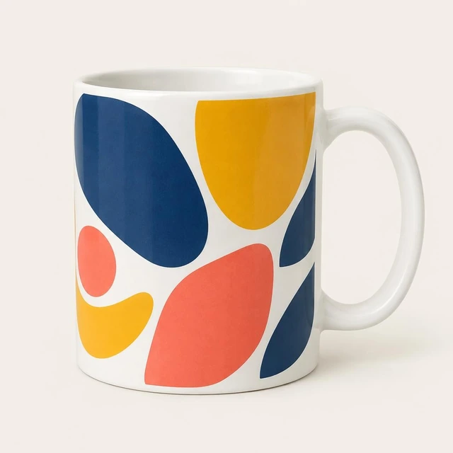 Caneca branca personalizada com estampa colorida